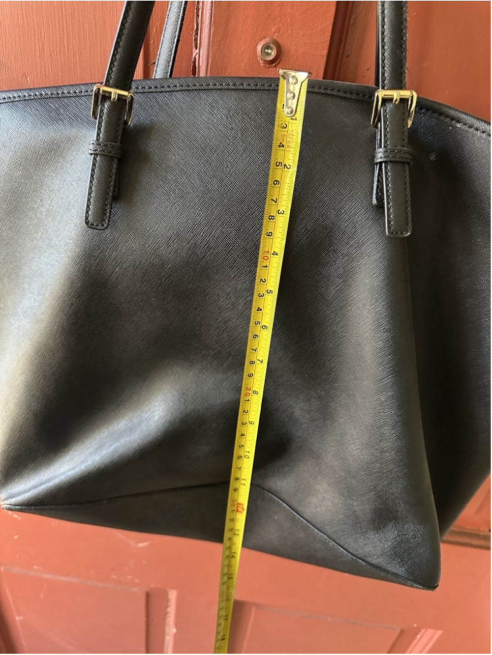 Michael Kors Jet Set Black Saffiano Leather Top Zip Tote Large Shoulder Bag - Picture 5 of 6